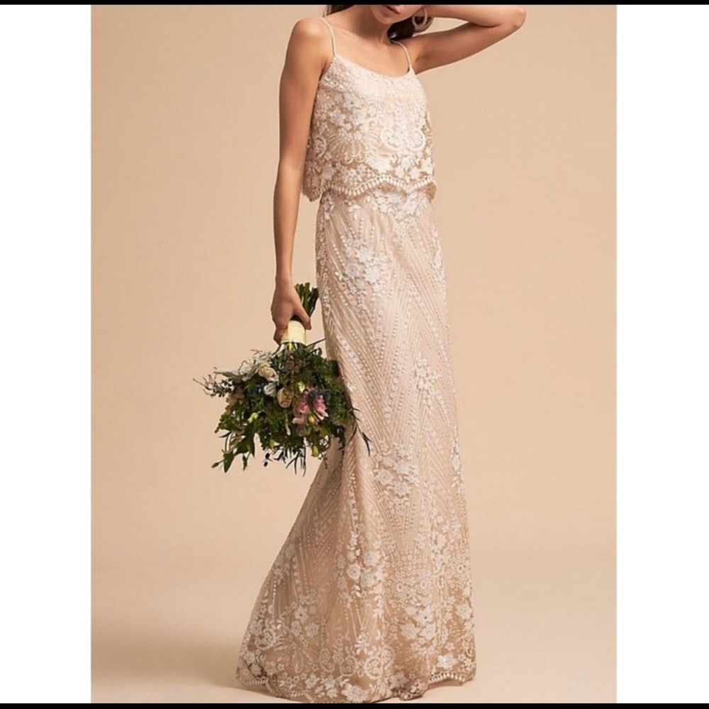 Anthropologie BHLDN Ivory Arden Dress